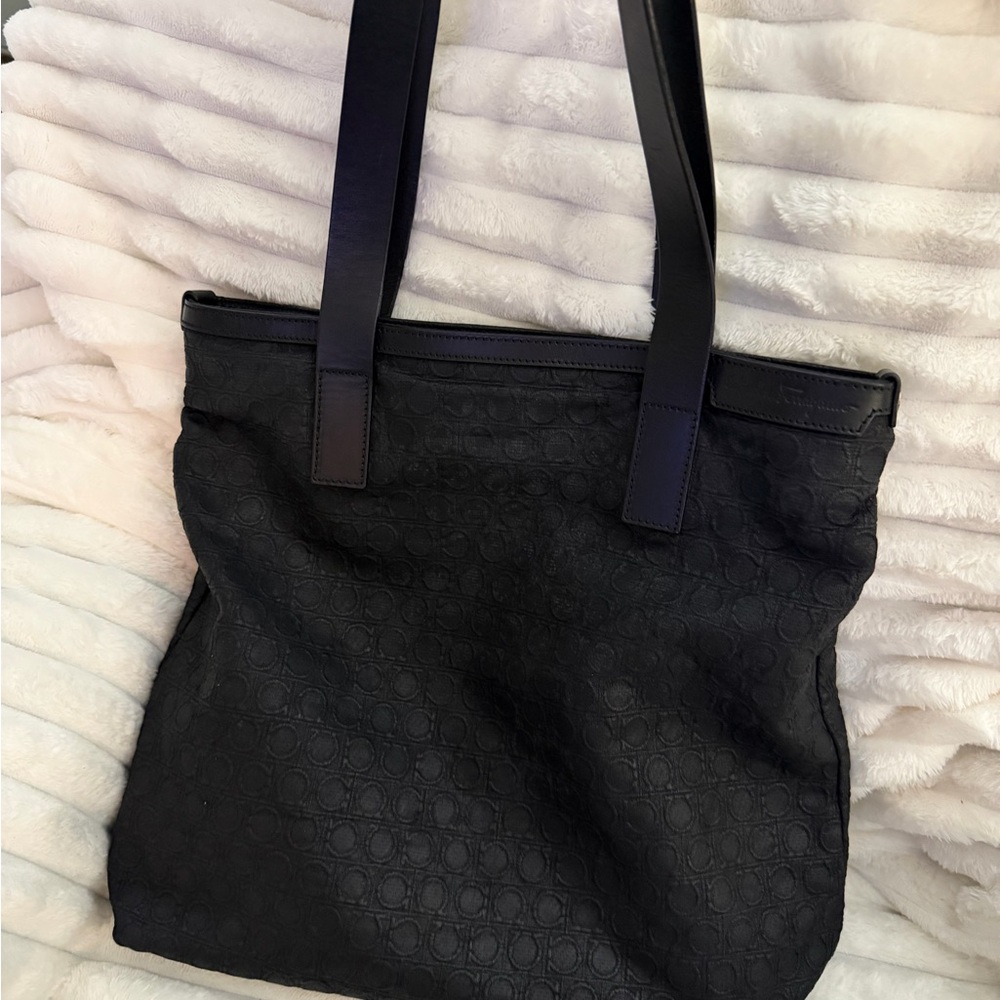 Salvatore Ferragamo Gancini Monogram Canvas Tote